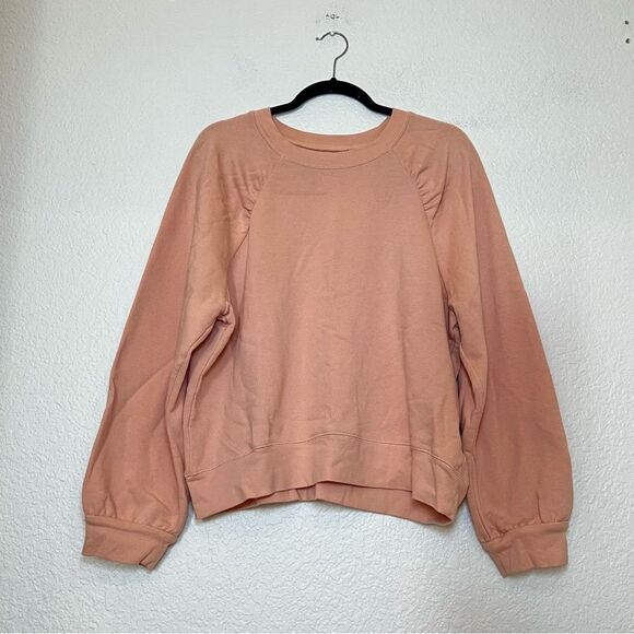 Madewell Gathered Puff-Sleeve Sweatshirt in Muted Shell size XL - Picture 2 of 13